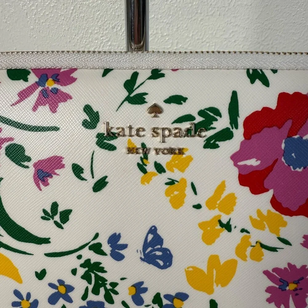 kate spade White Floral Laptop Sleeve with Multicolor Flowers